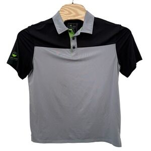 Code Green Large‎ Gray Black Short Sleeve Men's Performance Golf Polo Shirt